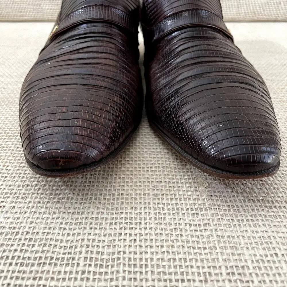 John Weitz Genuine Lizard Dress Loafers, Slip on, Pointed toe, Men's 9‎